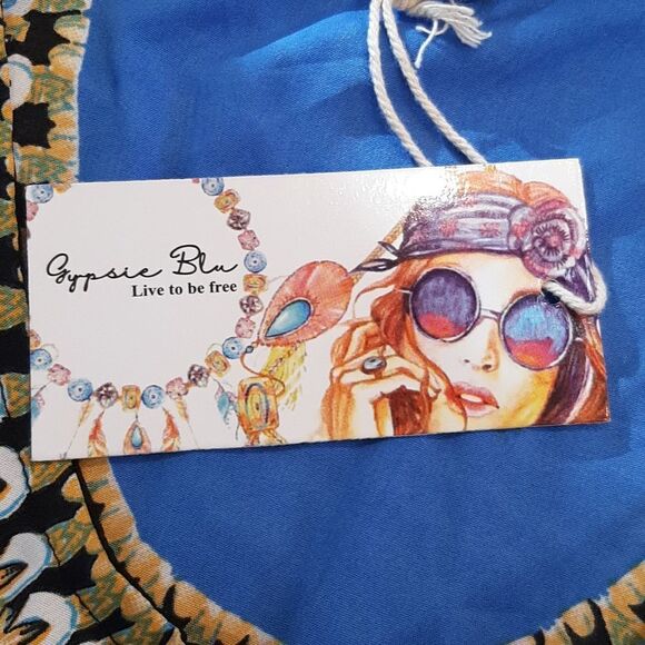 Gypsie Blu "Live to be Free" Caftan Blouse - Picture 9 of 11